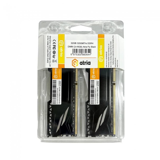 ATRIA 32 GB (2x16GB) DDR4 3200 MHz Fly Black  (UAT43200CL18BK2/32)