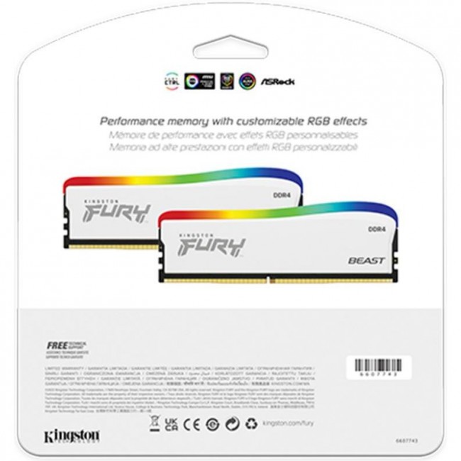 Kingston FURY 32 GB (2x16GB) DDR4 3600 MHz Beast RGB Special Edition White (KF436C18BWAK2/32)