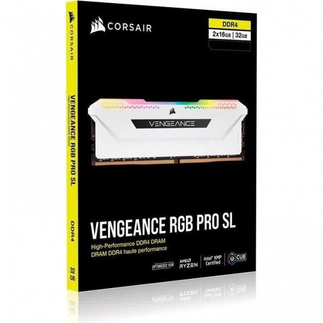 Corsair 32 GB (2x16GB) DDR4 3600 MHz Vengeance RGB Pro SL White (CMH32GX4M2D3600C18W)