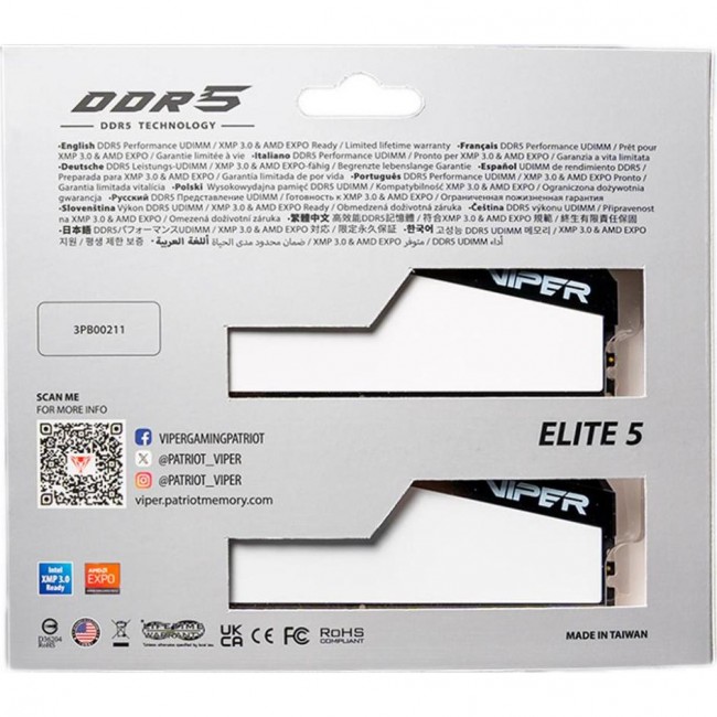 PATRIOT 32 GB (2x16GB) DDR5 6000 MHz Viper Elite 5 (VEB532G6030KW)