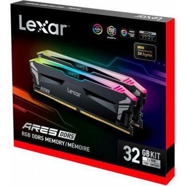 Lexar 32 GB (2x16GB) DDR5 7200 MHz Ares RGB Gaming (LD5U16G72C34LA-RGD)