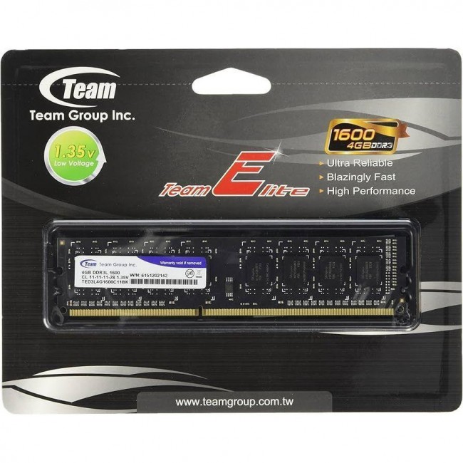 Оперативная память TEAM 4 GB DDR3 1600 MHz (TED3L4G1600C1101)