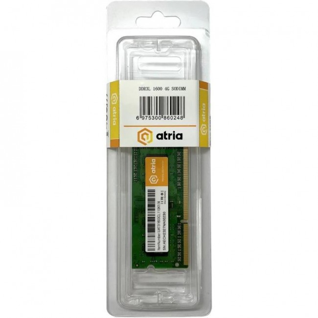 Оперативная память ATRIA 4 GB SO-DIMM DDR3 1600 MHz (UAT31600CL11SK1/4)