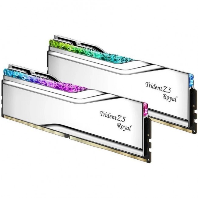 Оперативная память G.Skill 64 GB (2x32GB) DDR5 6400 MHz Trident Z5 Royal Silver (F5-6400J3239G32GX2-TR5S)