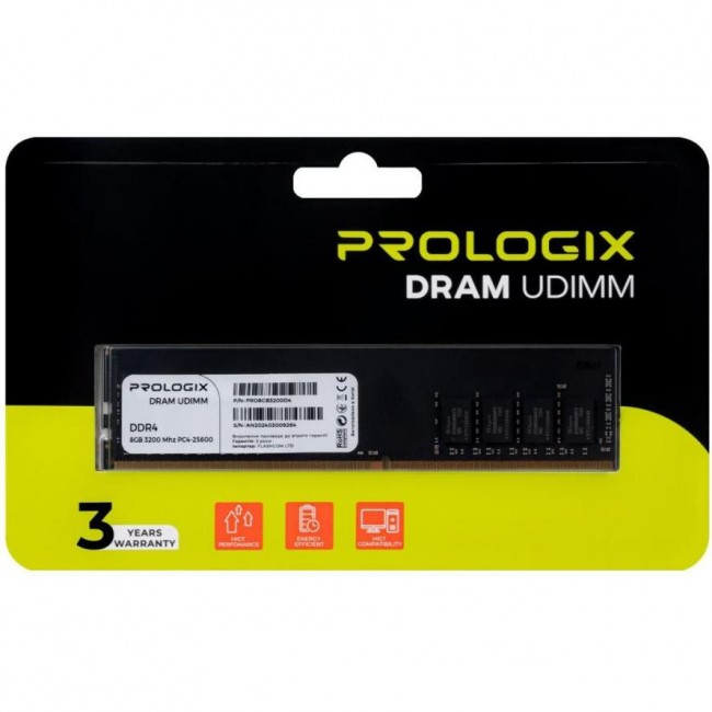 Prologix 8 GB DDR4 3200 MHz (PRO8GB3200D4)