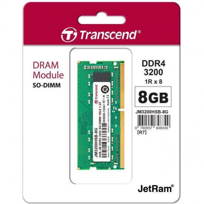 Transcend 8 GB SO-DIMM DDR4 3200 MHz JetRam (JM3200HSB-8G)