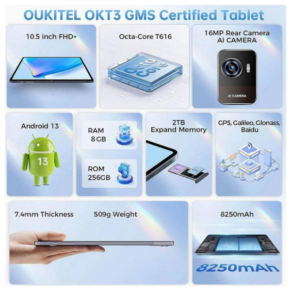 Планшет Oukitel OKT3 8/256GB Blue