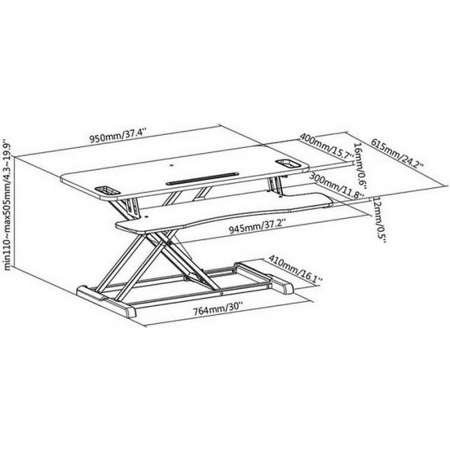 Digitus Ergonomic Workspace Riser 11-46cm Black (DA-90380-1)