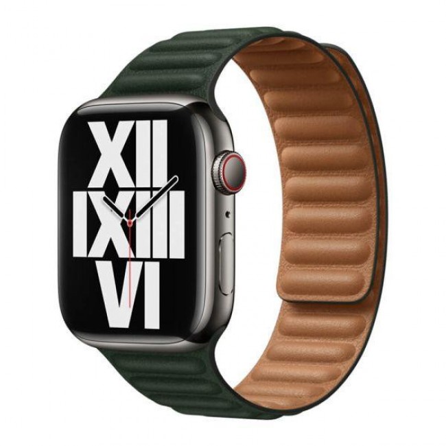 Apple Sequoia Green Leather Link M/L (ML7Q3) для  Watch 40/41mm