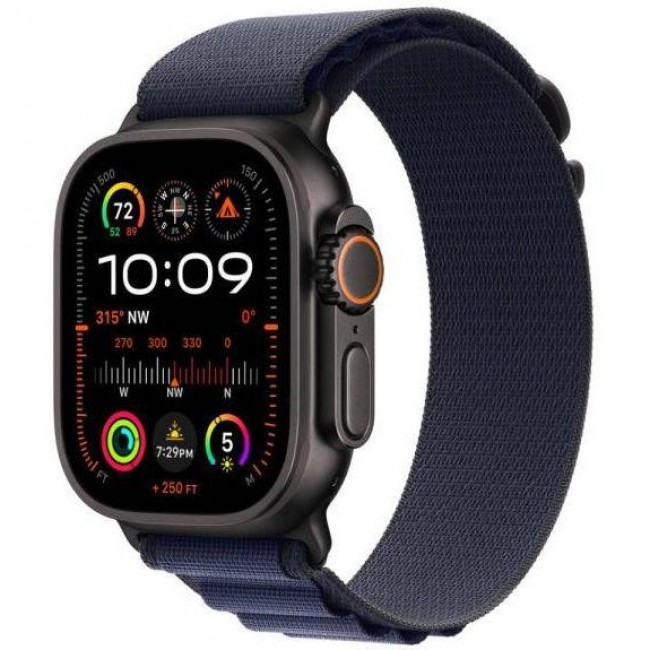 Apple Ремінець  Alpine Loop Navy - Black Titanium Finish для  Watch 44/45/46/49mm - Medium (MYPX3)