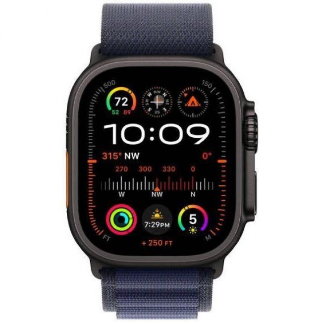 Apple Ремінець  Alpine Loop Navy - Black Titanium Finish для  Watch 44/45/46/49mm - Medium (MYPX3)