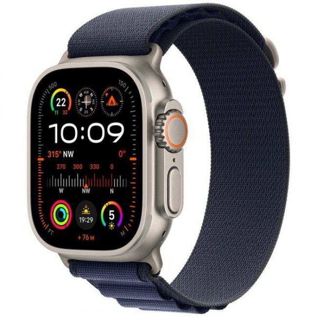Apple Ремінець  Alpine Loop Navy - Natural Titanium Finish для  Watch 44/45/46/49mm - Medium (MXMY3)