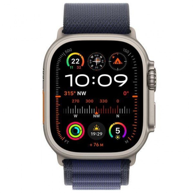 Apple Ремінець  Alpine Loop Navy - Natural Titanium Finish для  Watch 44/45/46/49mm - Medium (MXMY3)