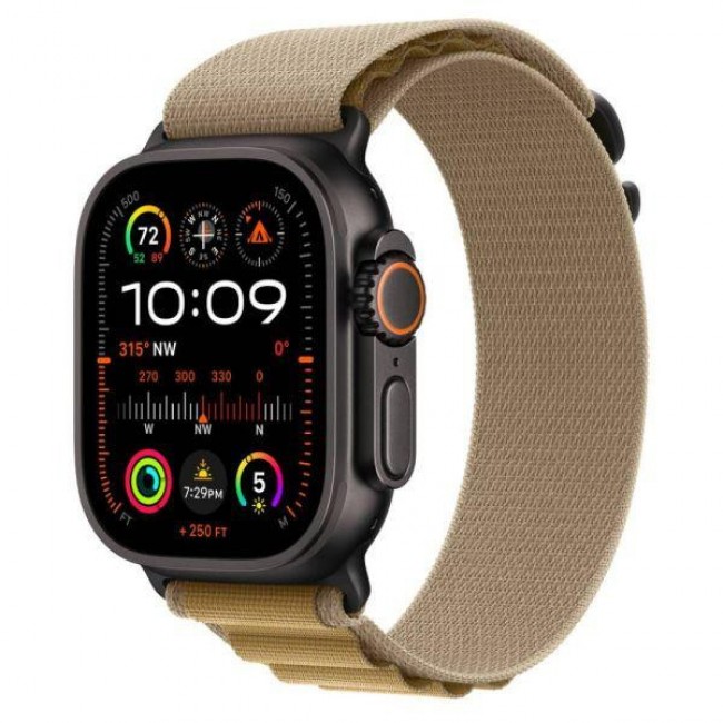 Apple Ремінець  Alpine Loop Tan - Black Titanium Finish для  Watch 44/45/46/49mm - Small (MYQ03)