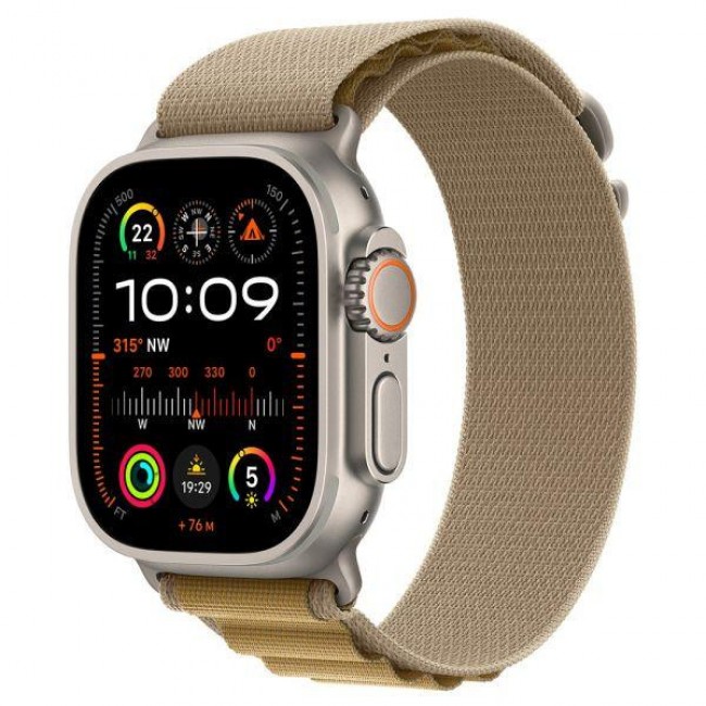 Apple Ремінець  Alpine Loop Tan - Natural Titanium Finish для  Watch 44/45/46/49mm - Small (MXN13)