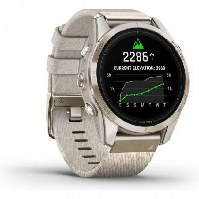 Смарт-годинник Garmin Epix Pro Gen 2 Sapphire 42mm Soft Gold w. Cream H. Nylon Band (010-02802-20)