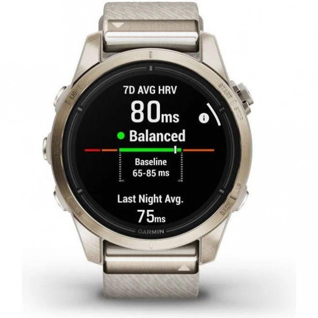 Смарт-годинник Garmin Epix Pro Gen 2 Sapphire 42mm Soft Gold w. Cream H. Nylon Band (010-02802-20)