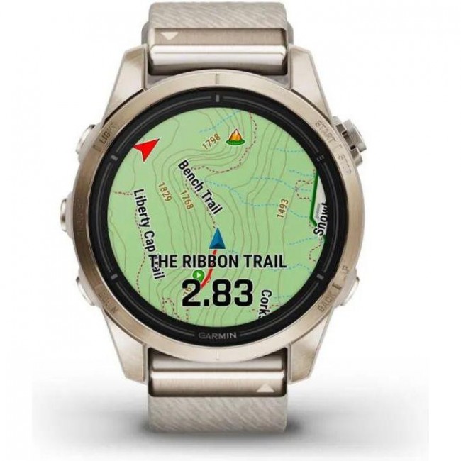 Смарт-годинник Garmin Epix Pro Gen 2 Sapphire 42mm Soft Gold w. Cream H. Nylon Band (010-02802-20)