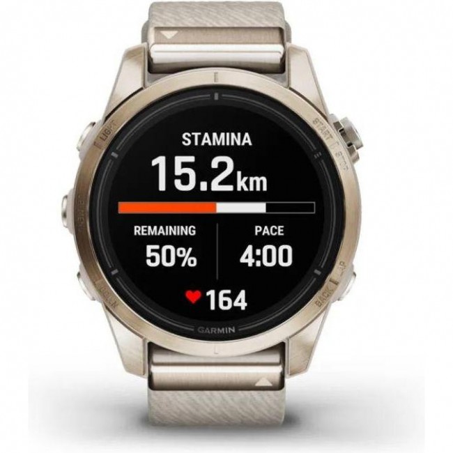 Смарт-годинник Garmin Epix Pro Gen 2 Sapphire 42mm Soft Gold w. Cream H. Nylon Band (010-02802-20)