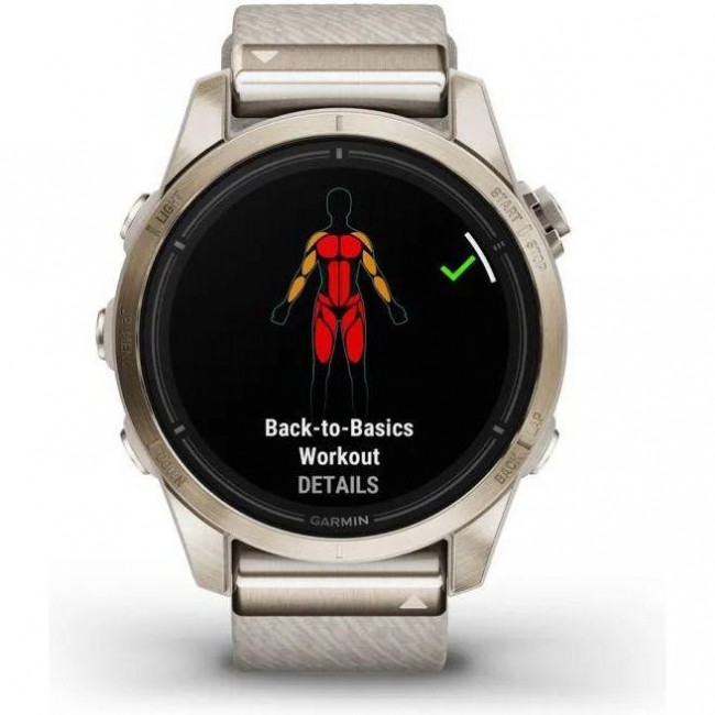 Смарт-годинник Garmin Epix Pro Gen 2 Sapphire 42mm Soft Gold w. Cream H. Nylon Band (010-02802-20)