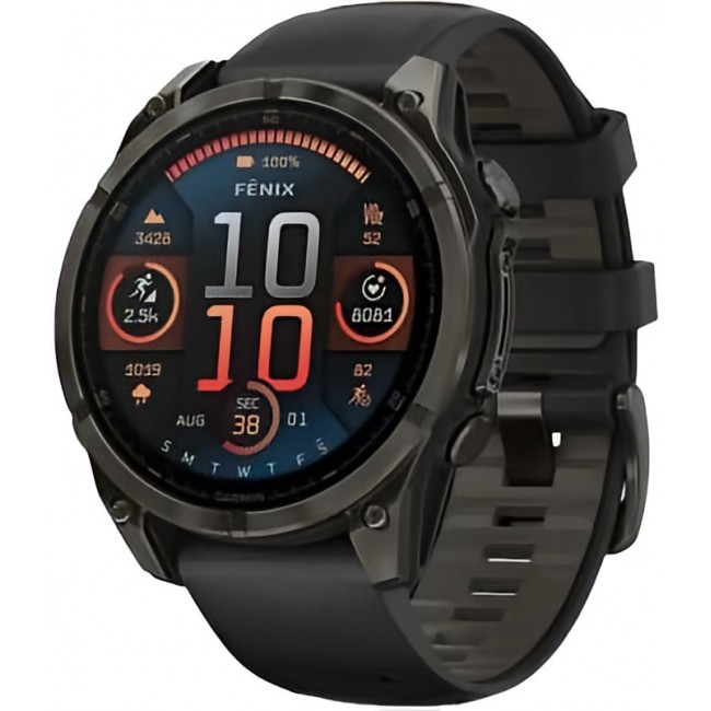 Garmin Fenix 8 43mm AMOLED Sapphire Carbon Gray DLC Tit. w. Black/Pebble Gray S. Band (010-02903-20/21/28)