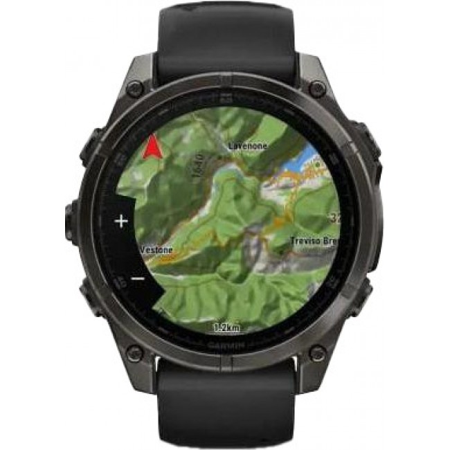 Garmin Fenix 8 43mm AMOLED Sapphire Carbon Gray DLC Tit. w. Black/Pebble Gray S. Band (010-02903-20/21/28)