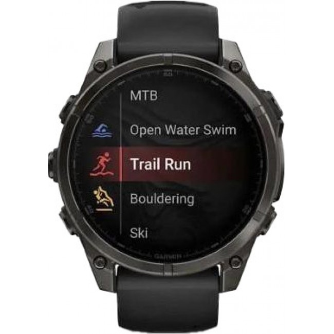 Garmin Fenix 8 43mm AMOLED Sapphire Carbon Gray DLC Tit. w. Black/Pebble Gray S. Band (010-02903-20/21/28)