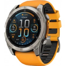 Смарт-годинник Garmin Fenix 8 47mm AMOLED Sapphire Titanium w. Spark Orange/Graphite Silicone Band (010-02904-10/11)