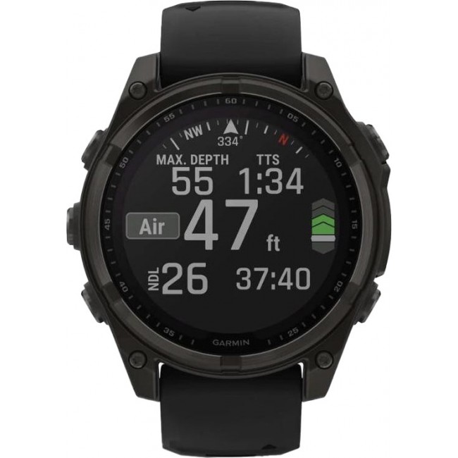 Garmin Fenix 8 47mm Solar Sapphire Carbon Gray DLC Titanium w. Black/Pebble Gray S. Band (010-02906-10/11/7