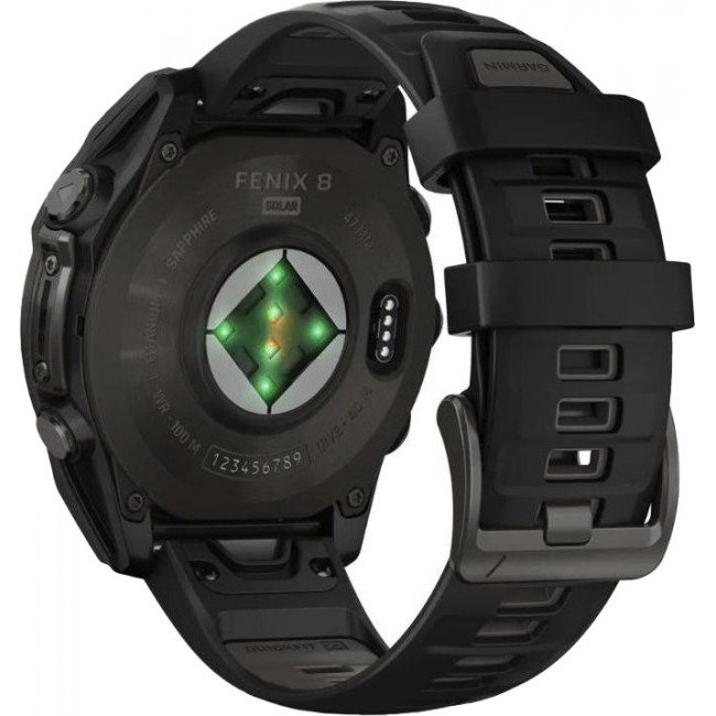 Garmin Fenix 8 47mm Solar Sapphire Carbon Gray DLC Titanium w. Black/Pebble Gray S. Band (010-02906-10/11/7