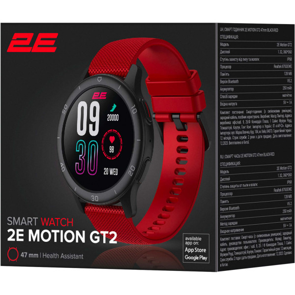 Смарт-часы 2E Motion GT2 47mm Black-Red (2E-CWW21BKRD)