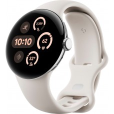 Google Pixel Watch 3 41 mm Wi-Fi Polished Silver Aluminum Case/Porcelain Active Band