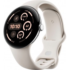 Google Pixel Watch 3 45 mm Wi-Fi Polished Silver Aluminum Case/Porcelain Active Band