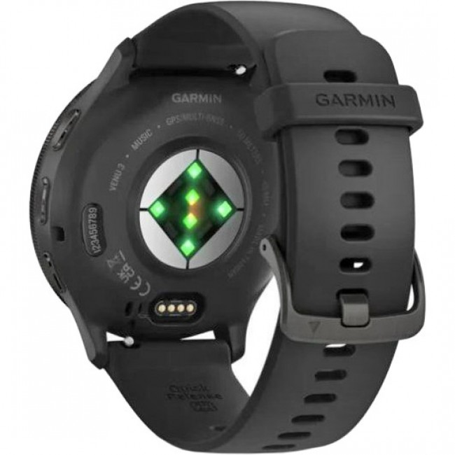 Garmin Venu 3 Slate Stainless Steel Bezel with Black Case and Silicone Band (010-02784-01/51/41)