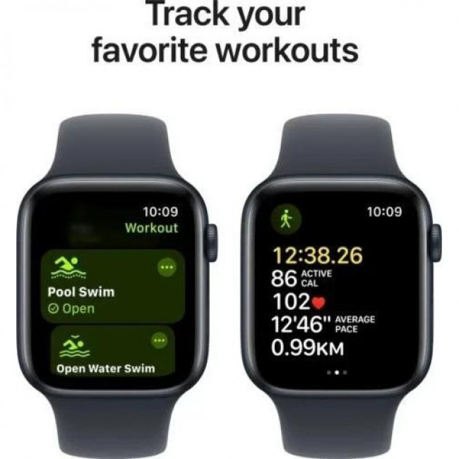 Apple Watch SE 2 GPS 44mm Midnight Aluminium Case w. Midnight Sport Band - S/M (MXEJ3/MXG13/MXGL3)