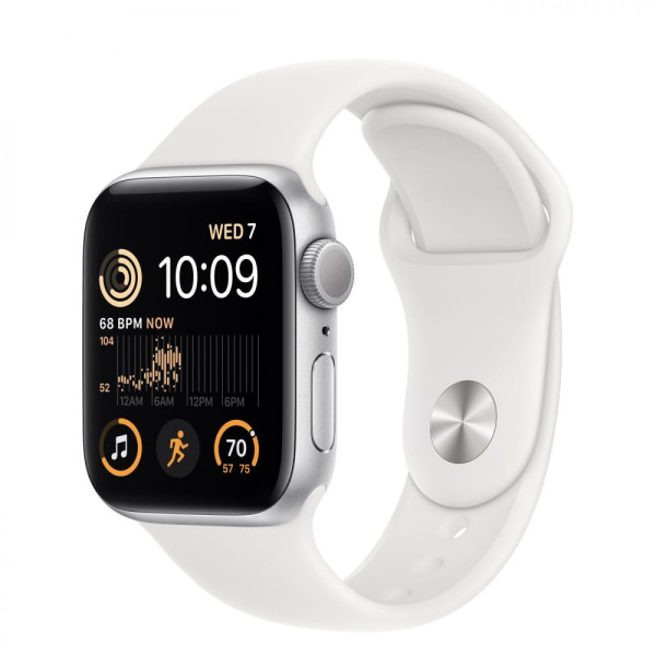 Смарт-часы Apple Watch SE 2 GPS 44mm Silver Aluminum Case with White Sport Band - S/M (MNTH3)