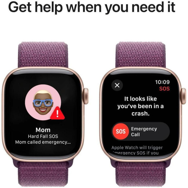 Apple Watch Series 10 GPS 42mm Rose Gold Aluminum Case w. Plum Sport Loop (MWWK3)