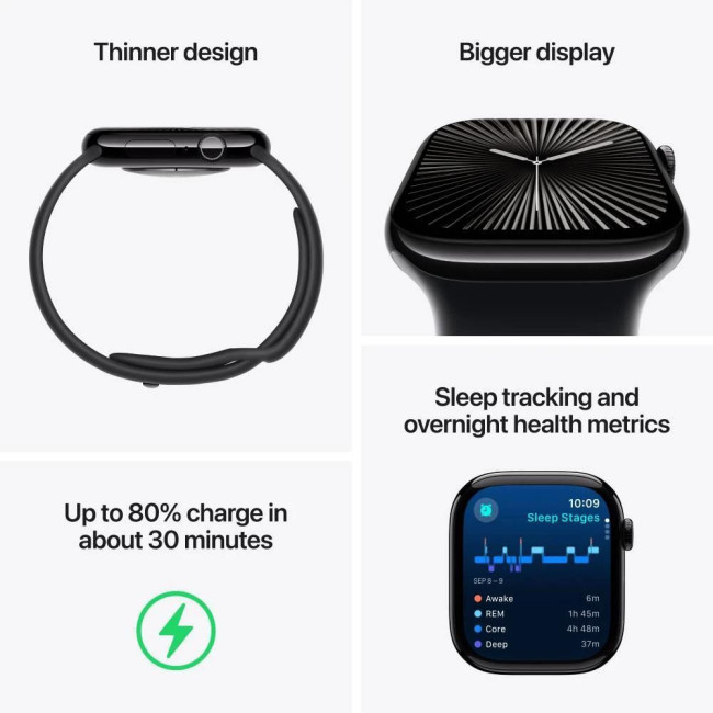 Apple Watch Series 10 GPS 42mm Rose Gold Aluminum Case w. Plum Sport Loop (MWWK3)
