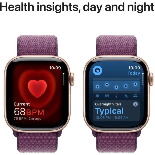 Apple Watch Series 10 GPS 42mm Rose Gold Aluminum Case w. Plum Sport Loop (MWWK3)