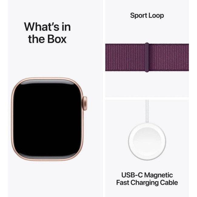 Apple Watch Series 10 GPS 42mm Rose Gold Aluminum Case w. Plum Sport Loop (MWWK3)