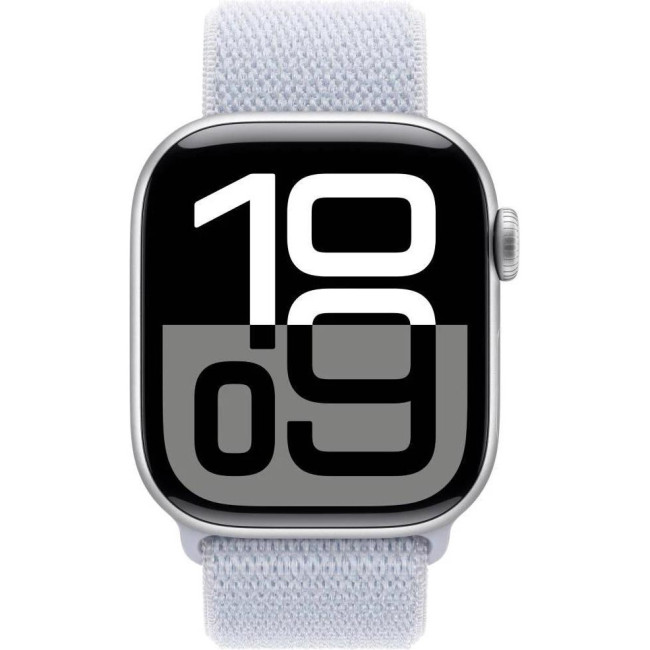 Apple Watch Series 10 GPS 42mm Silver Aluminum Case w. Blue Cloud Sport Loop (MWWD3)