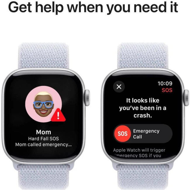 Apple Watch Series 10 GPS 42mm Silver Aluminum Case w. Blue Cloud Sport Loop (MWWD3)