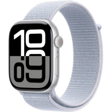 Apple Watch Series 10 GPS 46mm Silver Aluminum Case w. Blue Cloud Sport Loop (MWWN3)