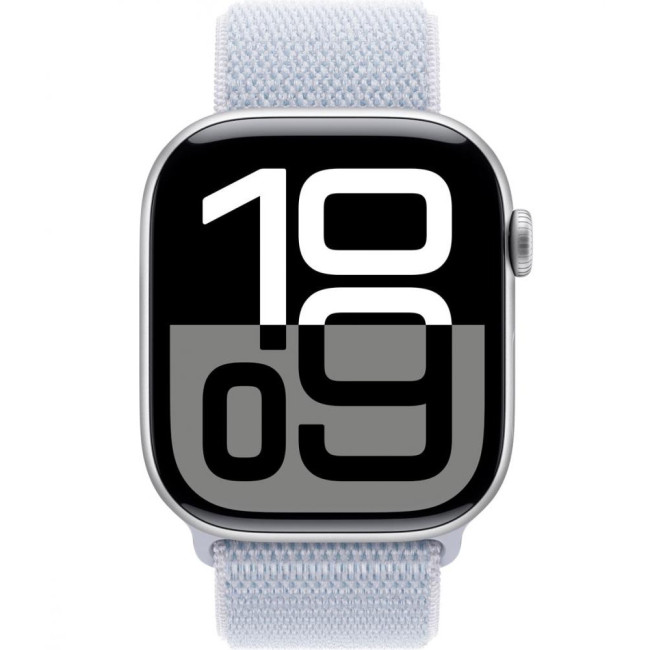 Apple Watch Series 10 GPS 46mm Silver Aluminum Case w. Blue Cloud Sport Loop (MWWN3)