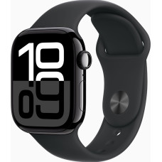 Apple Watch Series 10 GPS + Cellular 42mm Jet Black Alu. Справа w. Чорний спортивний ремінець - M/L (MWX73)