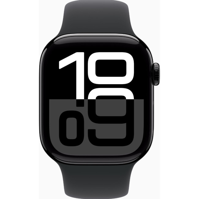 Apple Watch Series 10 GPS + Cellular 42mm Jet Black Alu. Справа w. Чорний спортивний ремінець - M/L (MWX73)