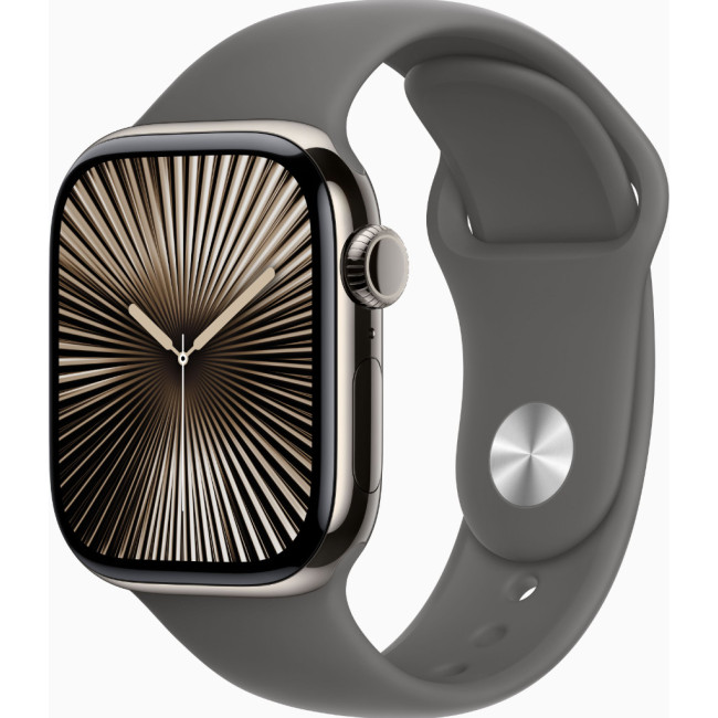Apple Watch Series 10 GPS + Cellular 42mm Natural Titanium Case w. Кам'яно-сірий спортивний ремінець - M/L (MWXE3)