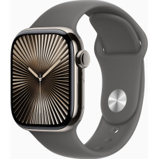 Apple Watch Series 10 GPS + Cellular 42mm Natural Titanium Case w. Stone Grey Sport Band - S/M (MWXD3)
