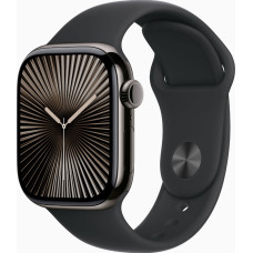 Apple Watch Series 10 GPS + Cellular 42mm Slate Titanium Case w. Black Sport Band - M/L (MWXH3)