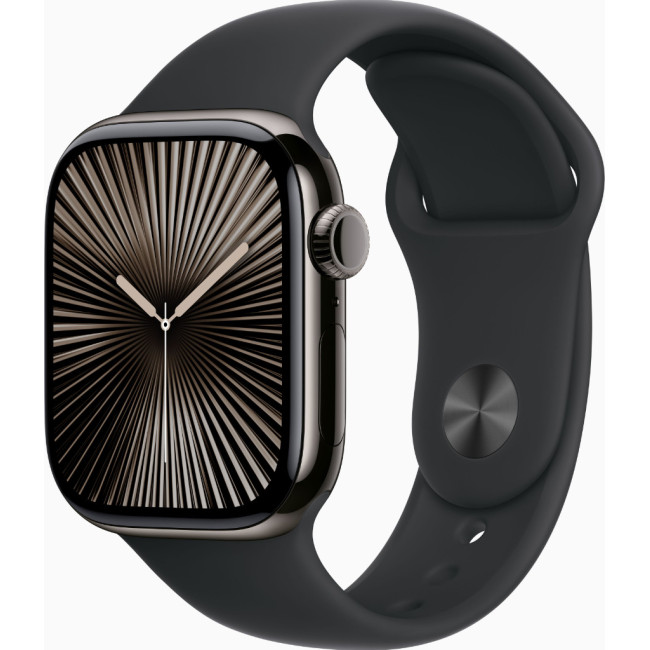 Apple Watch Series 10 GPS + Cellular 42mm Slate Titanium Case w. Black Sport Band - M/L (MWXH3)